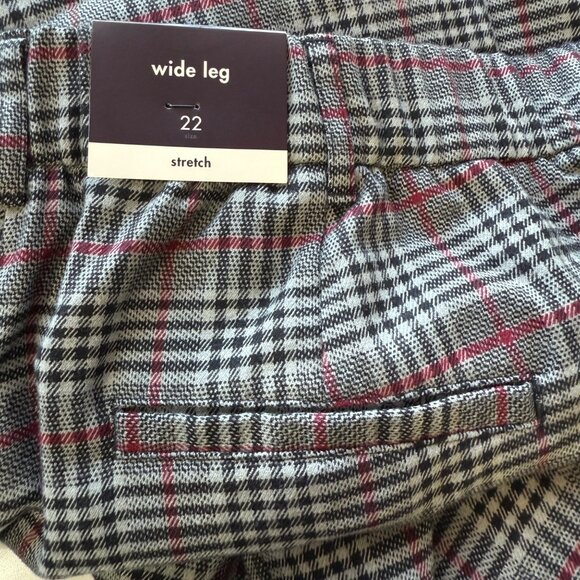 Ava & Viv Womens Wide Leg Plaid Stretch Pants Gray/Rust Size 22 Classic Fit - Picture 4 of 7